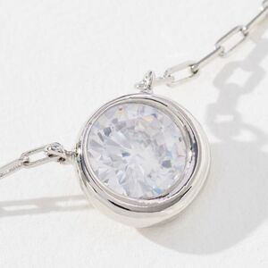 Anthropologie * Bezel Crystal Cirque Necklace Silver CZ Pendant NWT 15.5”